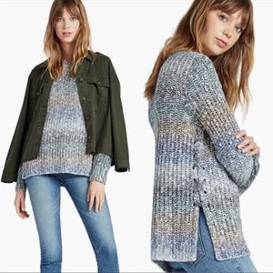 Lucky Brand Side Lace Up Multi Color Knit Sweater